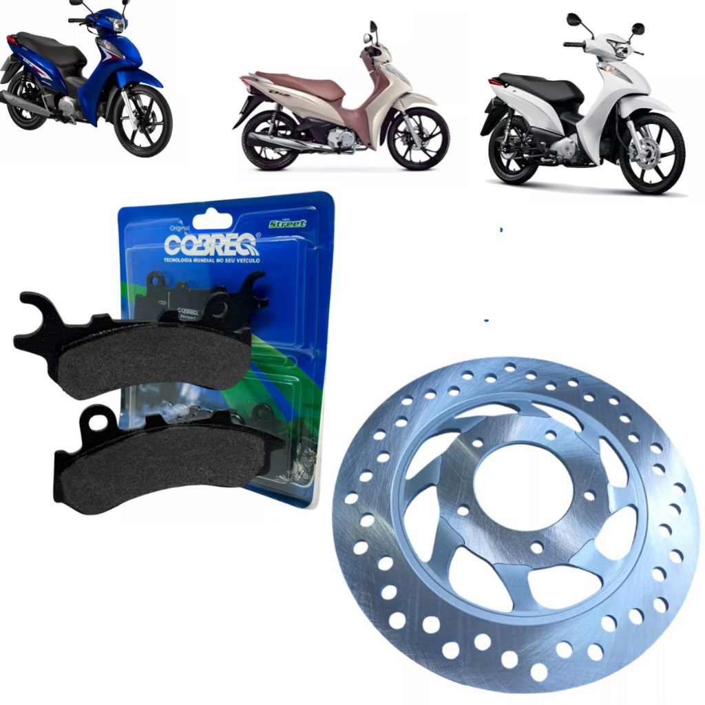 Disco Freio Dianteiro + Pastilha Honda BIZ 125 CBS 2018 2019 2020 2021 2022 2023 Cobreq Original