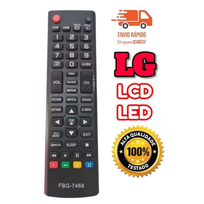 CONTROLE REMOTO COMPATIVEL TV LG LCD 32ln540b 42ln5400 50ln540 FBG-7468