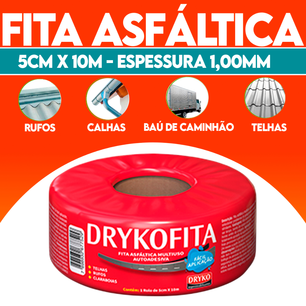 Fita Adesiva De Manta asfáltica adesiva Aluminizada Dryko - 5cm x 10m DrykoFita