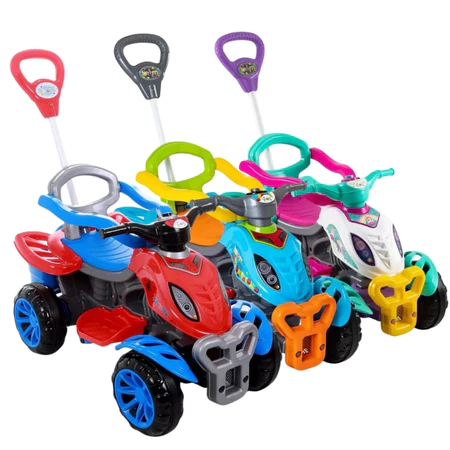 Motoca Andador Bebê Criança Carrinho de Passeio Infantil Quadriciclo com Pedal Haste para Empurrar