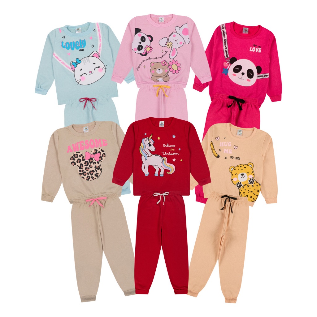 Kit Sortido 2 , 6 ou 12 Peças Moletom Roupa De Bebê Menina Infantil Inverno Feminino Peluciado Estampado para Frio em Oferta na Shopee