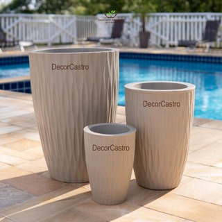 Kit 3 Vasos para Plantas Coluna Horizontal P/M/G em Polietileno Decorativo Jardim Moderno em Oferta na Shopee