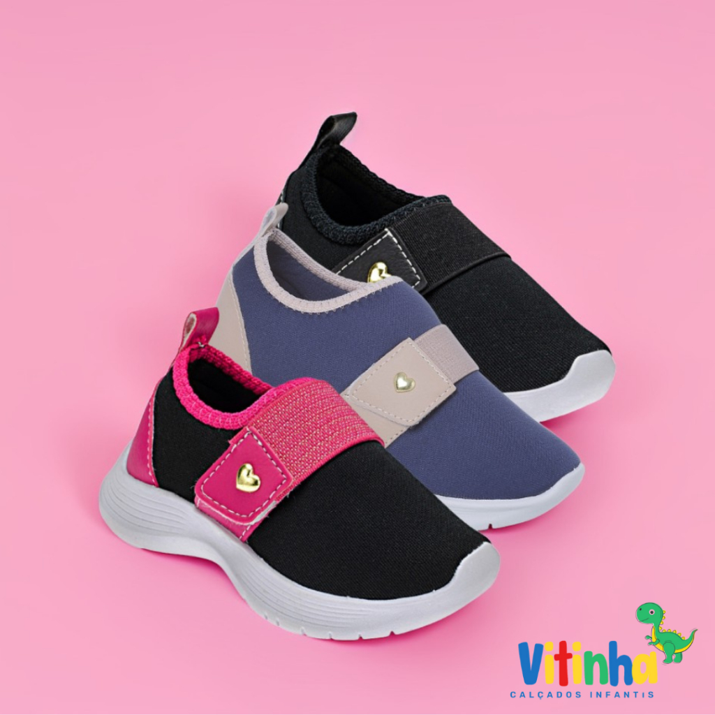 Sapatinho Tênis Infantil Meia Menina Calce Fácil Volta as Aulas Princesa Várias Cores em Oferta na Shopee