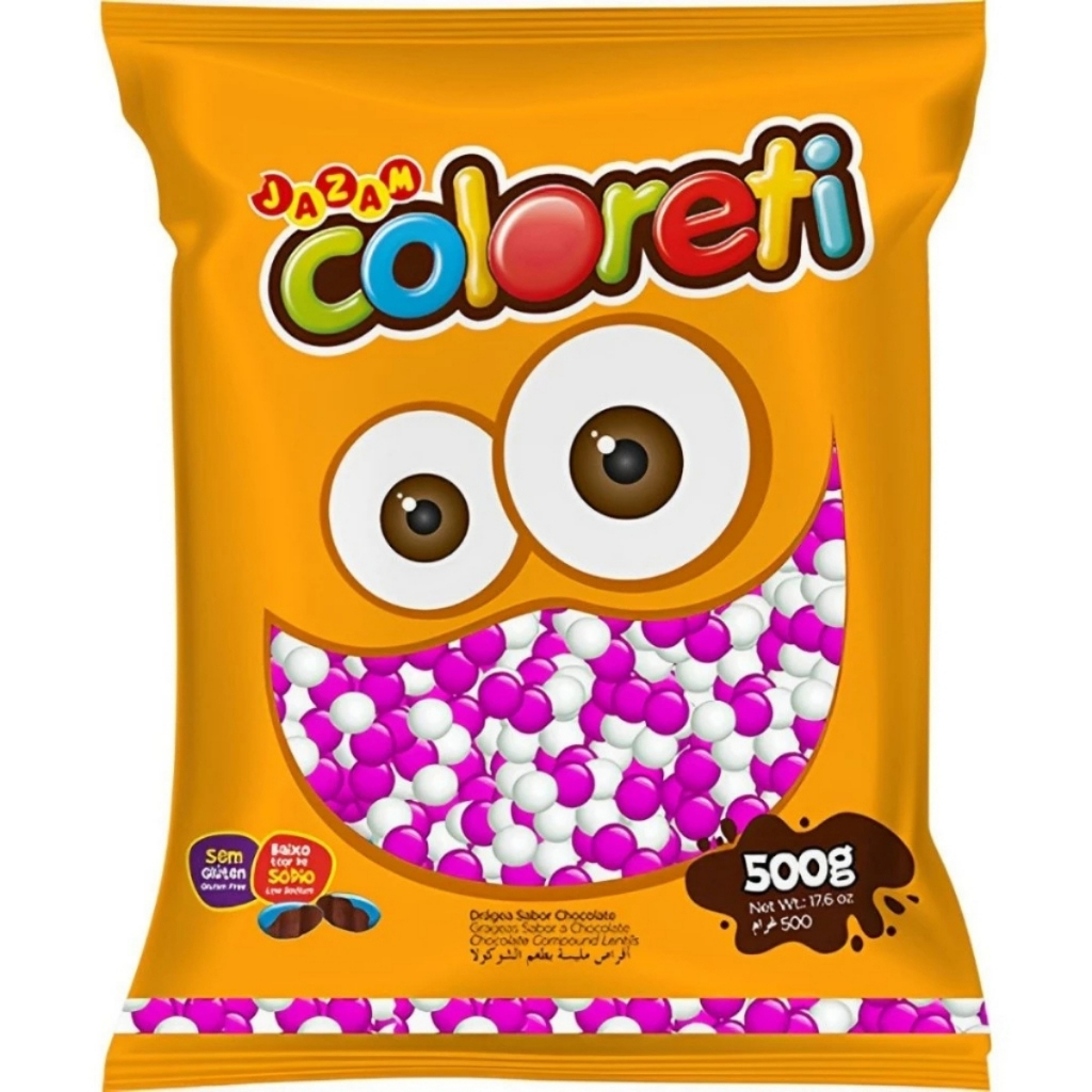 Coloreti Confeitos de Chocolate Rosa e Branco 500g Jazam | Atacado, Festa Infantil, Lembrancinha