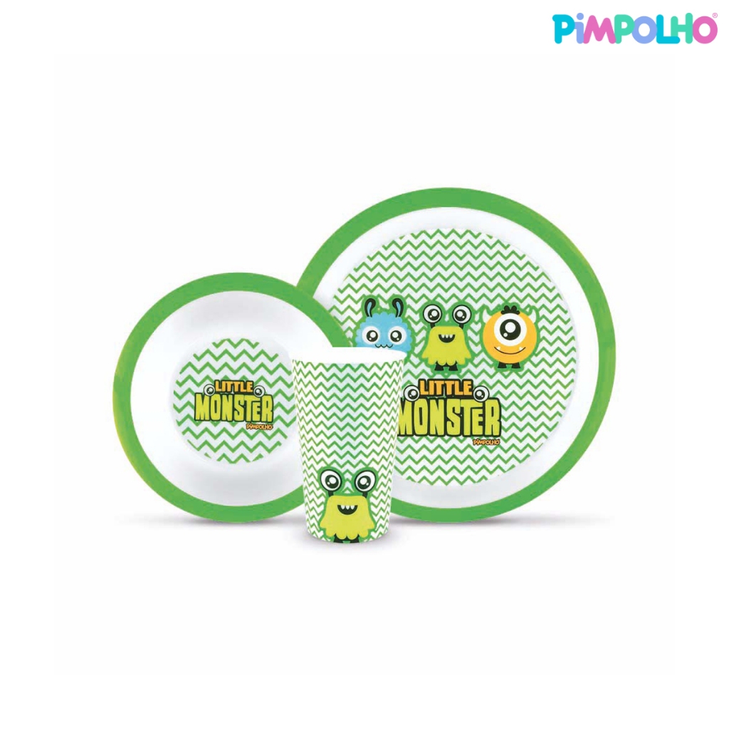 Kit Alimentação Infantil Pimpolho 3 Peças Prato Tigela Copo Livre de BPA em Oferta na Shopee