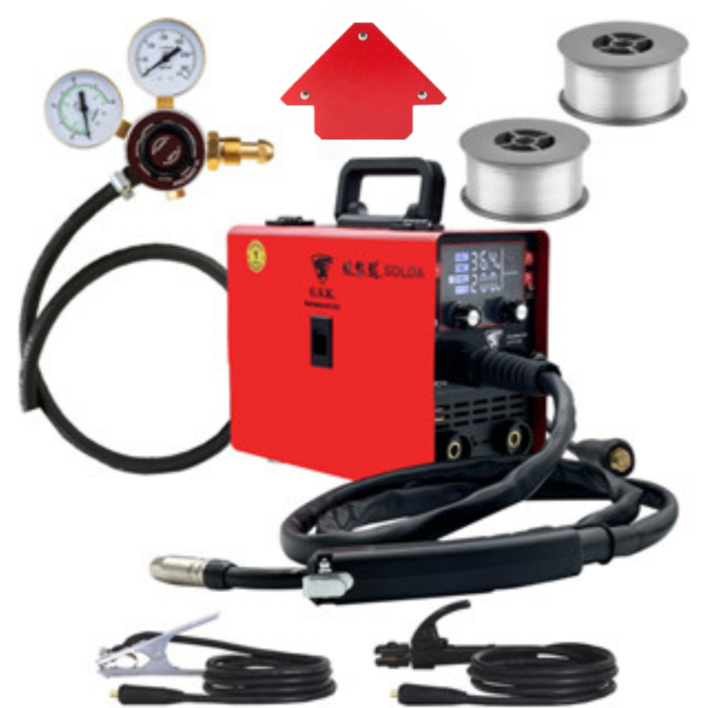 Kit Maquina De Solda Inversora Multiprocesso Mig 200 Tig Eletrodo + 2kg Arames 1kg 0.8mm Esquadro 12kg Usk