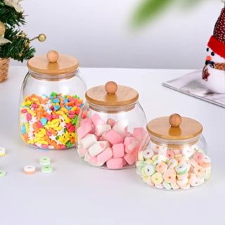Conjunto com 3 Potes de Vidro Para Mantimentos Pote Hermético tampa de bambu em Oferta na Shopee