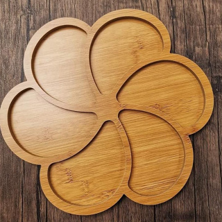 Bandeja de Bambu Petisqueira Tipo Bambu Tipo MDF Travessa formato Flor ou Redondo Gamela em Oferta na Shopee