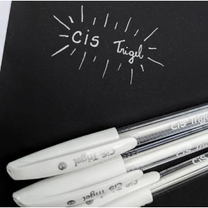 Kit 1 a 10 Caneta Branca CIS Gelyx ou Trigel  - Escreve no Papel Preto - Scrapbook e Livro de Colorir