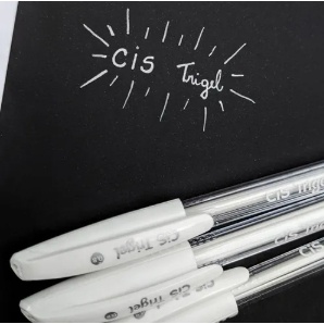 Kit 1 a 10 Caneta Branca CIS Gelyx ou Trigel  - Escreve no Papel Preto - Scrapbook e Livro de Colorir em Oferta na Shopee