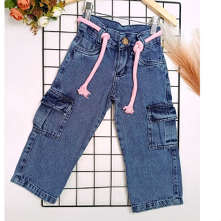 Calça Jeans Cargo Infamtil Juvenil Marmorizada acompanha Cinto 2 ao 16 em Oferta na Shopee