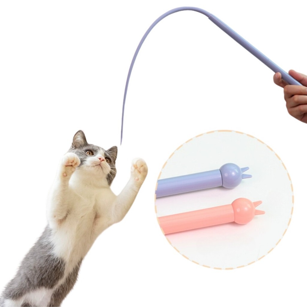 Brinquedo Varinha Longa de Silicone – Cauda de Rato Divertida p/ Provocar e Entreter Gatos LR-0317
