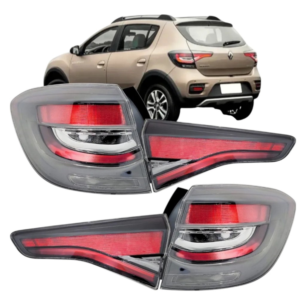 LANTERNA SANDERO STEPWAY 2020 2021 2022 2023 2024 FUME CANTO E TAMPA COM LED PAR
