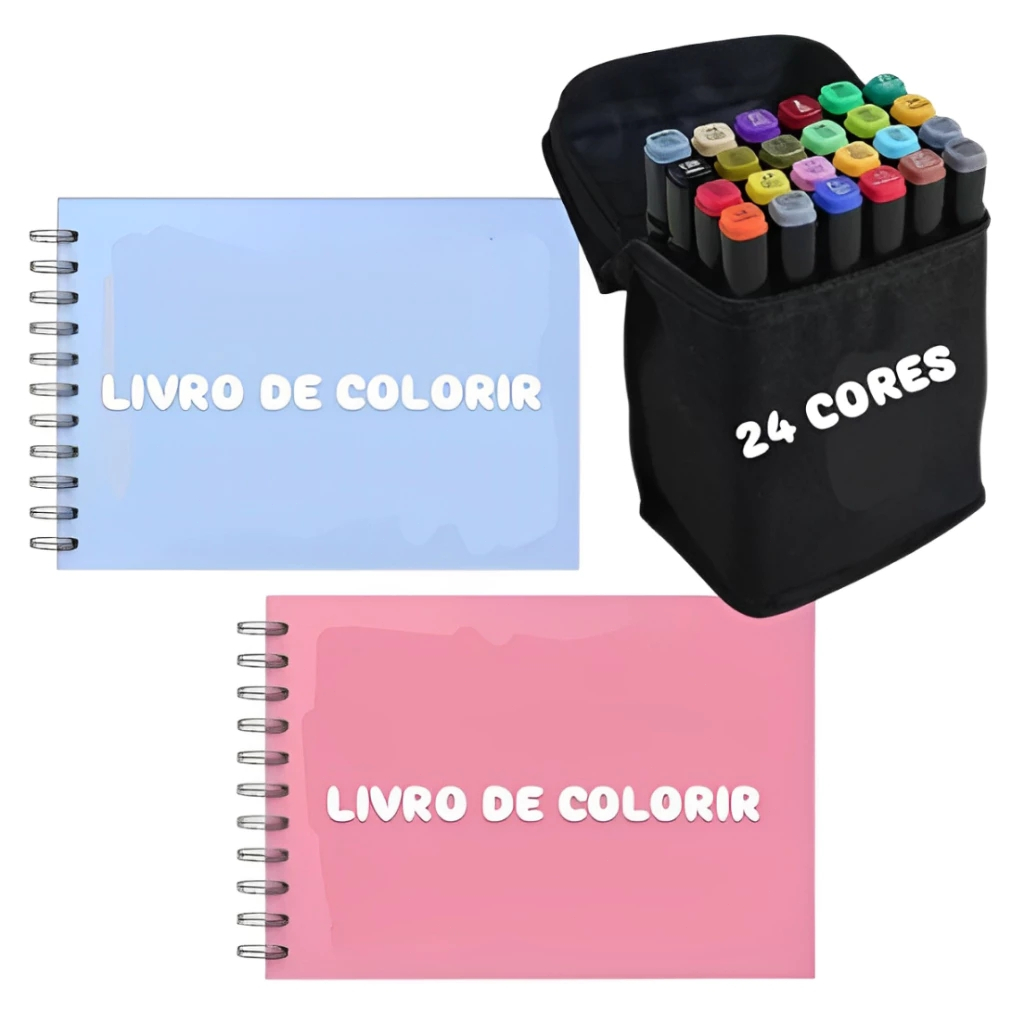 kit Caneta com Livro De Colorir BobGods Infantil Criança Capa