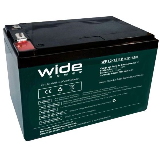 Bateria Selada Ciclo Profundo 12V 15ah para BIKE ELETRICA , PATINETE ELETRICO , SKATE , SCOOTER , MOTO ELETRICA