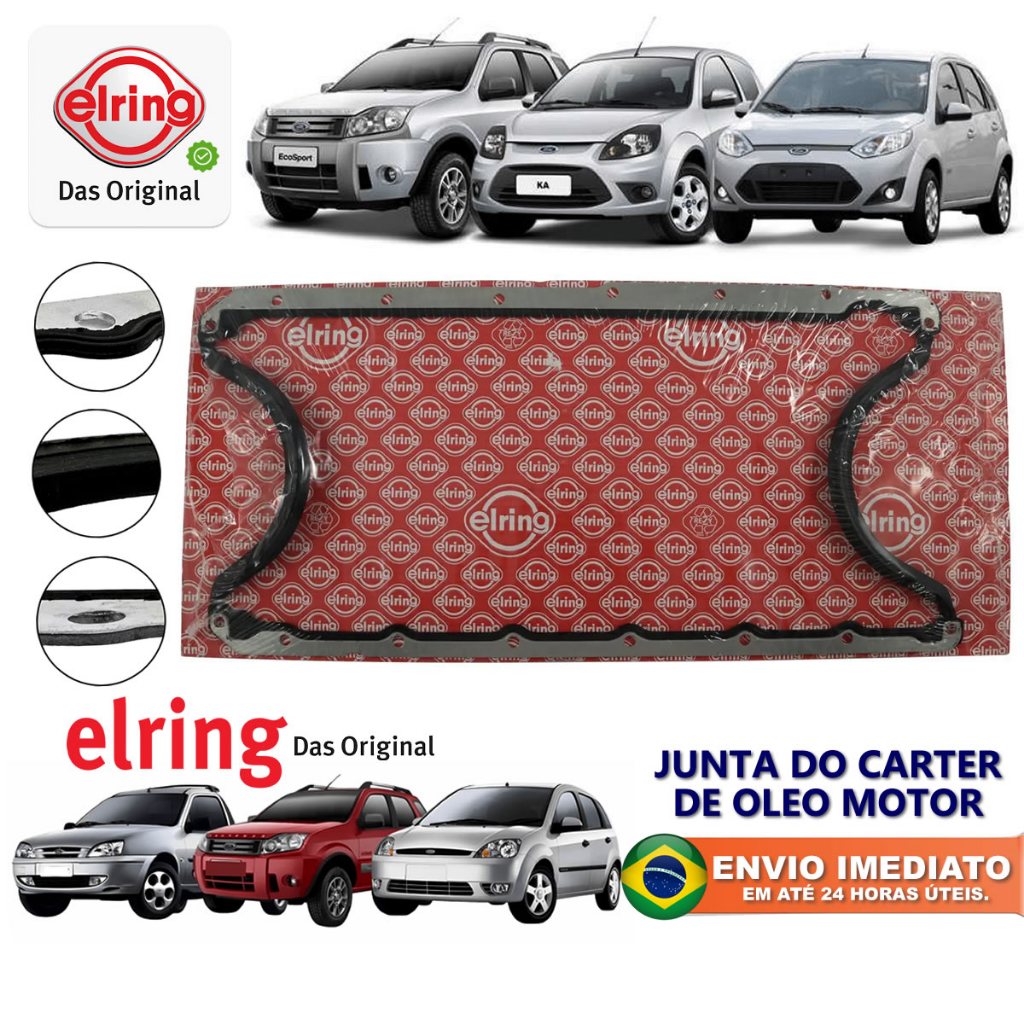 Junta Do Carter Oleo Motor Ford Fiesta Ka Ecosport Focus Courier 1.0 1.6 Zetec Rocam Elring com NFe