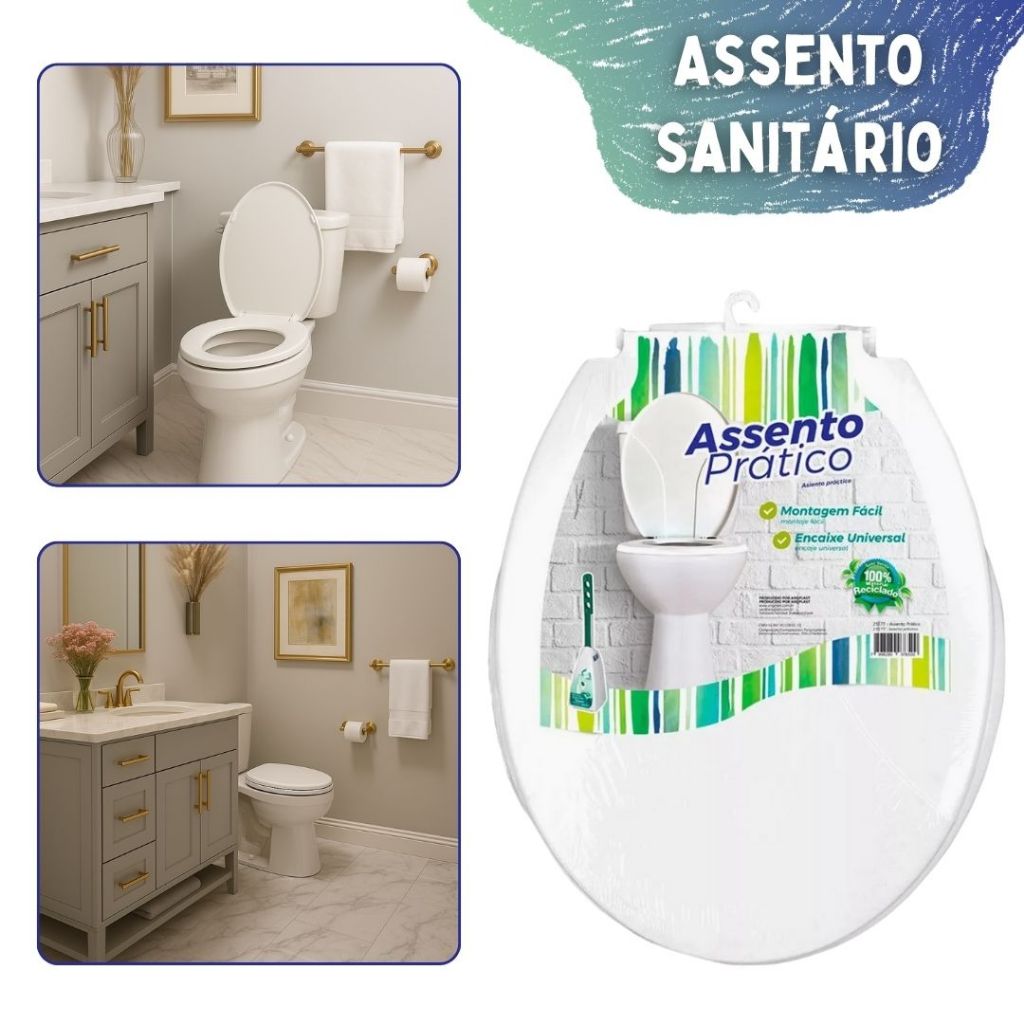 Assento Sanitário Oval (rendondo) com Tampa Universal Branco em Oferta na Shopee