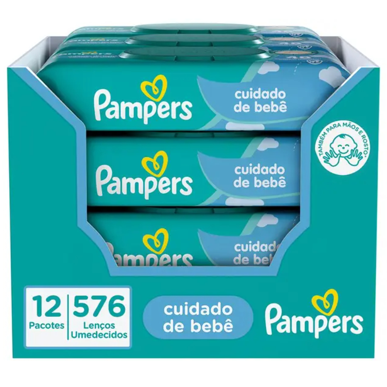 Kit 12 pacotes Lenços Umedecidos Pampers Aroma Carícia de bebê Com 576 Unidades Bebê Toalhas em Oferta na Shopee