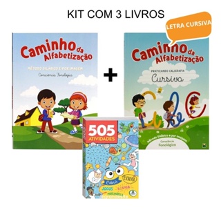 Kit com 3 livros Caminho da Alfabetização + Caminho: praticando a caligrafia cursiva +505 atividades em Oferta na Shopee