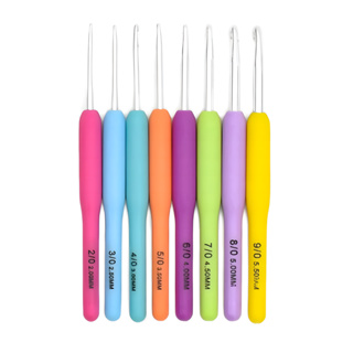 Agulhas Crochê Kit 8 Unidades - Cabo Ergonômico Soft Ponta Alumínio Barbante em Oferta na Shopee