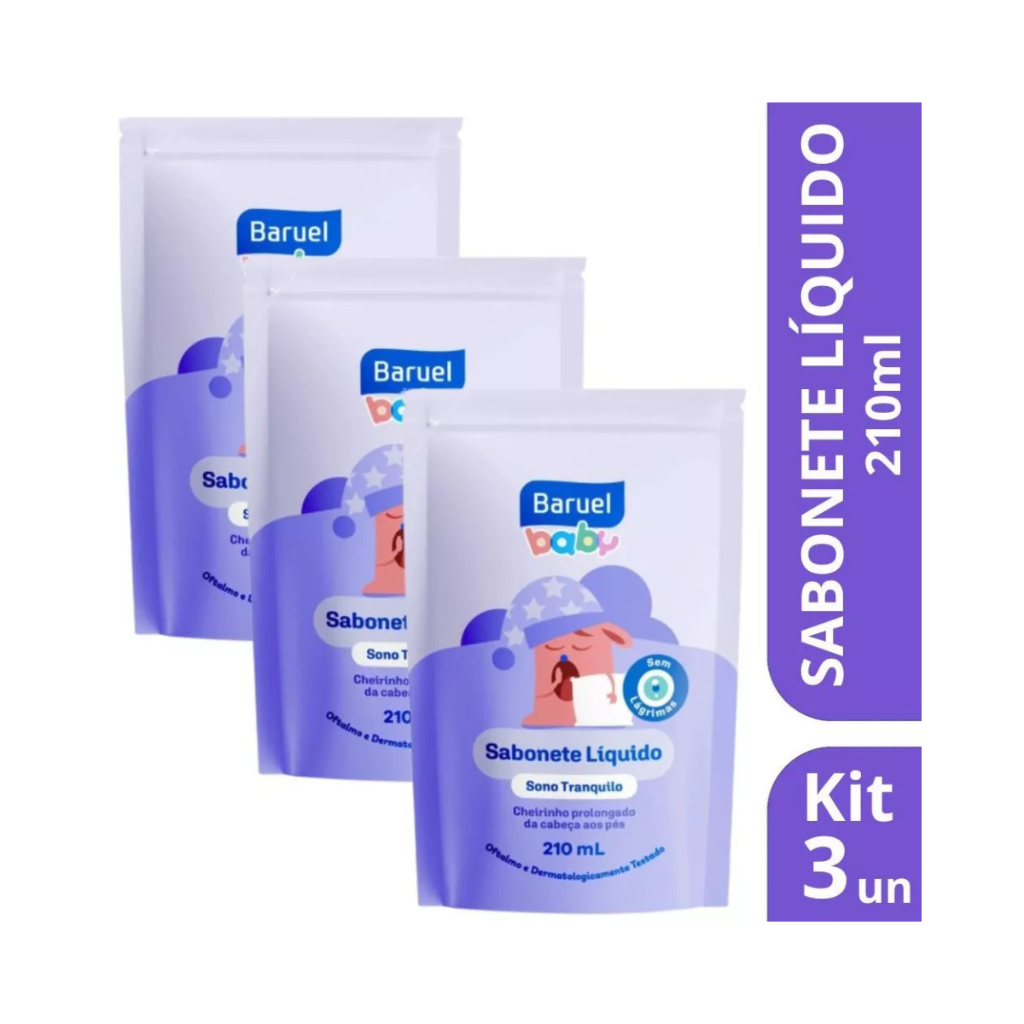 Kit 3 Sabonete Líquido Sono Tranquilo Baruel Baby Antialergênico 210ml