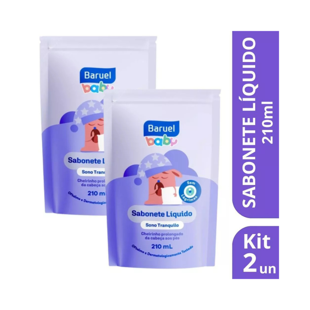 Kit 2 Sabonete Líquido Sono Tranquilo Baruel Baby Antialergênico 210ml
