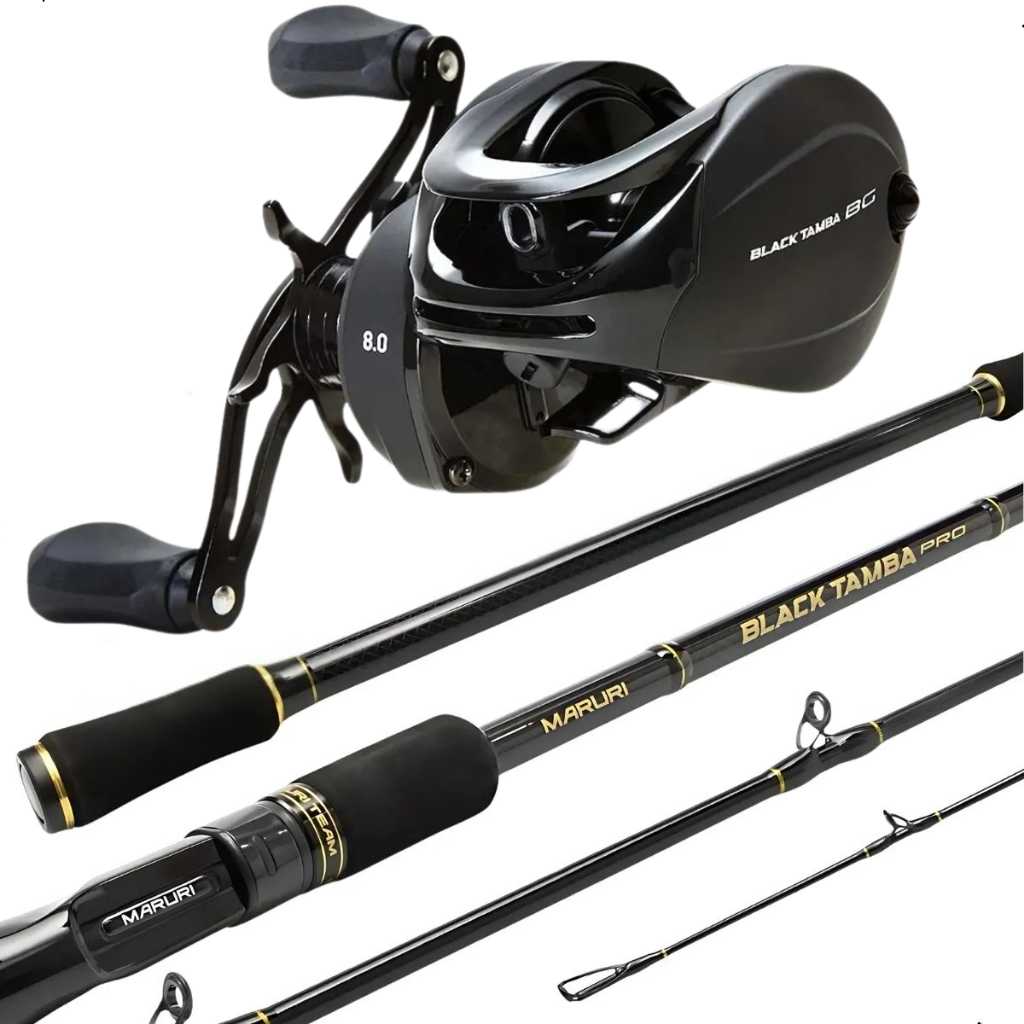 Kit Carretilha Black Tamba BG + Vara Black Tamba Pro 30-60lb 2,40m Maruri em Oferta na Shopee