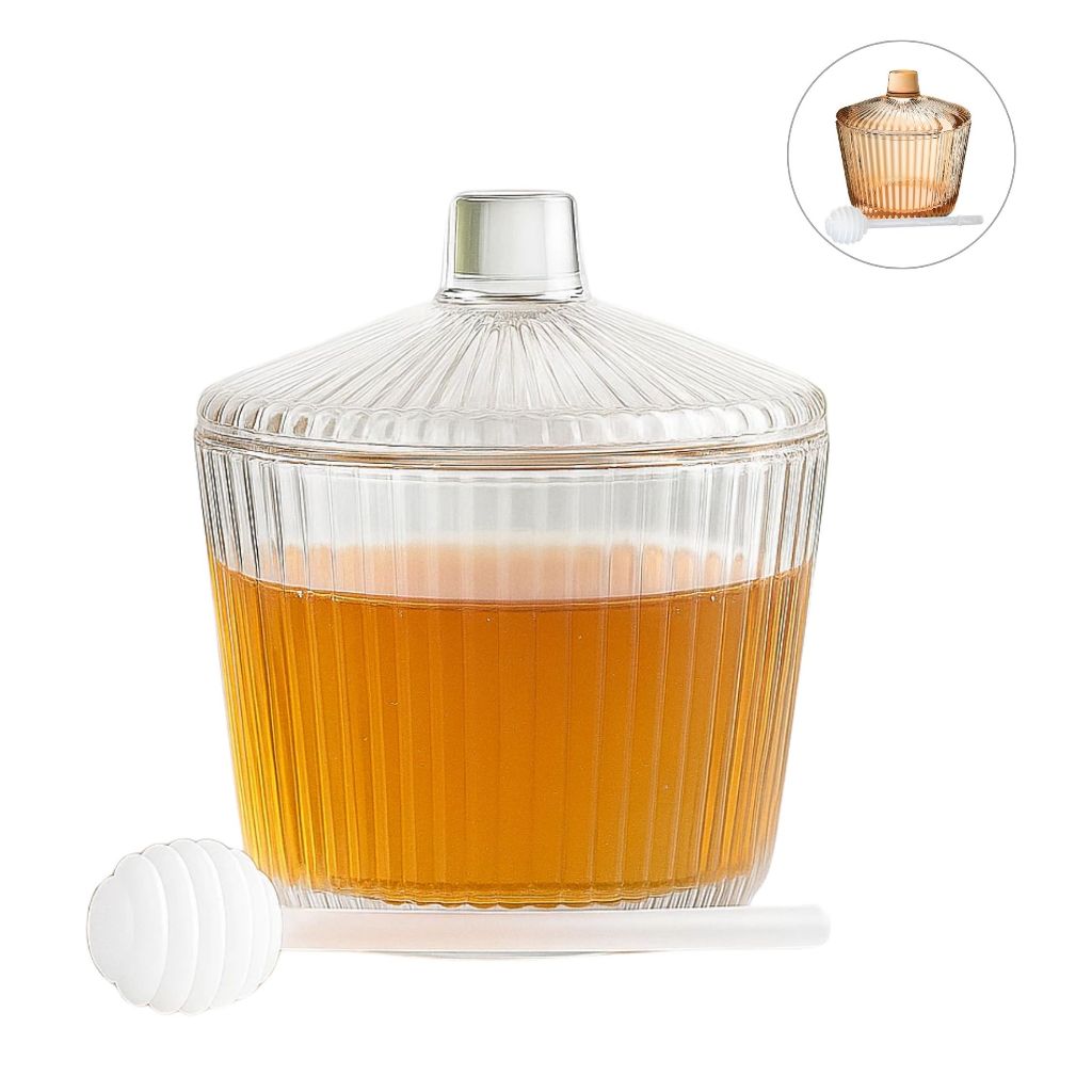Pote de Vidro Meleira 200ml Graffiato Em Vidro Com Colher Para Mel