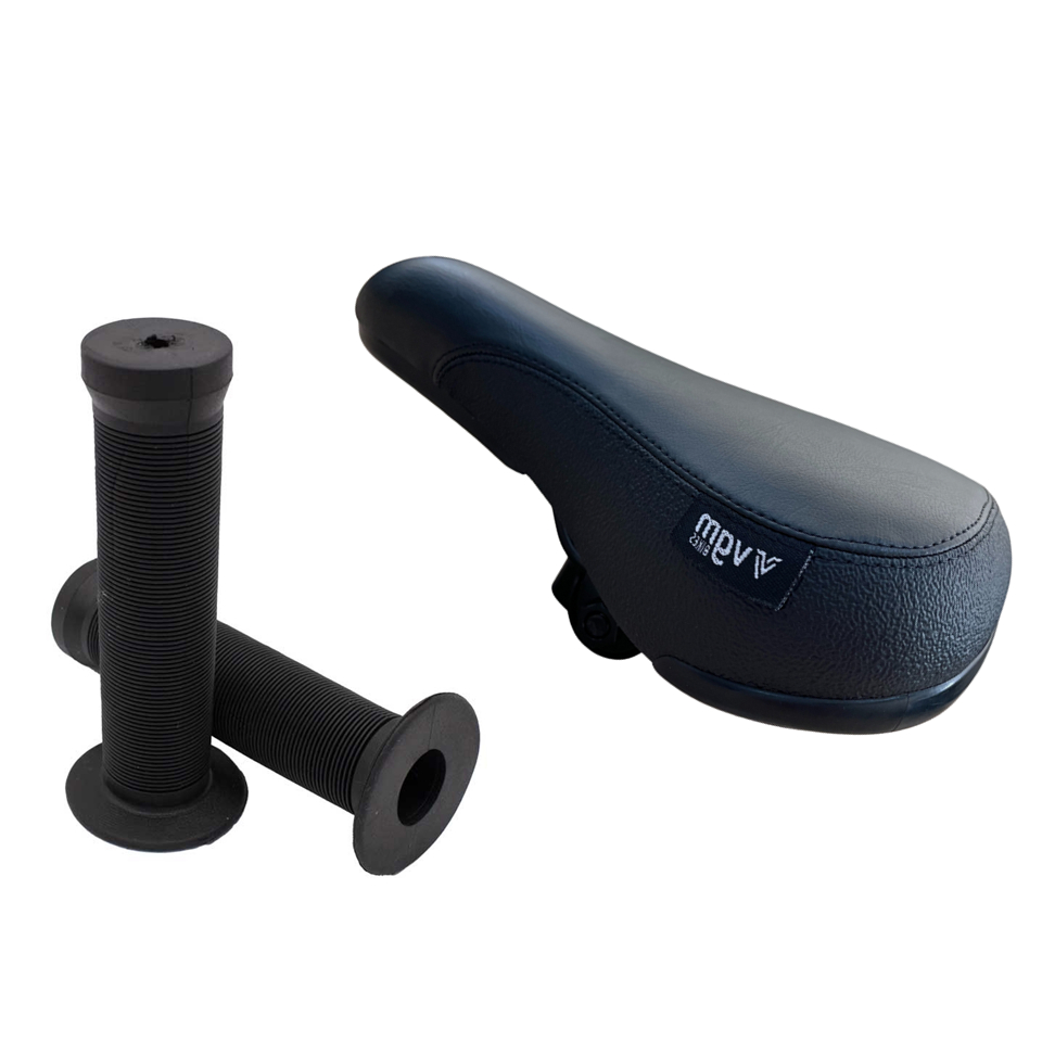 Kit Banco Selim Bmx Dirt Jump Bicicleta Tipo Ddk 243 Com Carrinho Vgm  e Manopla BMX
