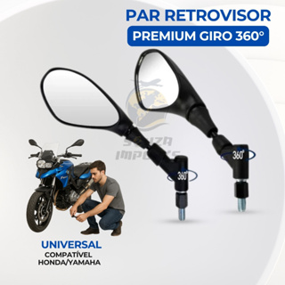 Par Retrovisor Estilo Bmw F800 PREMIUM - GIRO 360° UNIVERSAL - COMPATÍVEL HONDA/YAMAHA em Oferta na Shopee