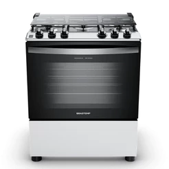Fogão Brastemp 5 Bocas Branco com Botões Removíveis e Exclusivo Aro Protetor - BFS5NDB • BIVOLT