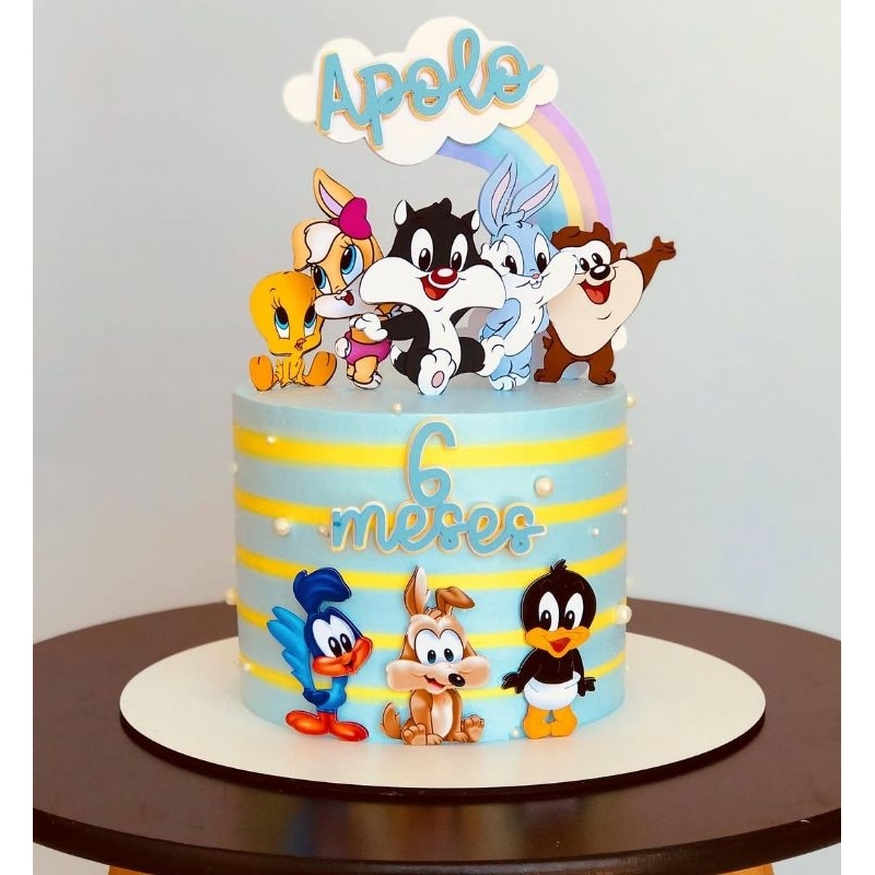 Topo de bolo 3D Looney Tunes aniversário kit festa só um bolinho em Oferta na Shopee
