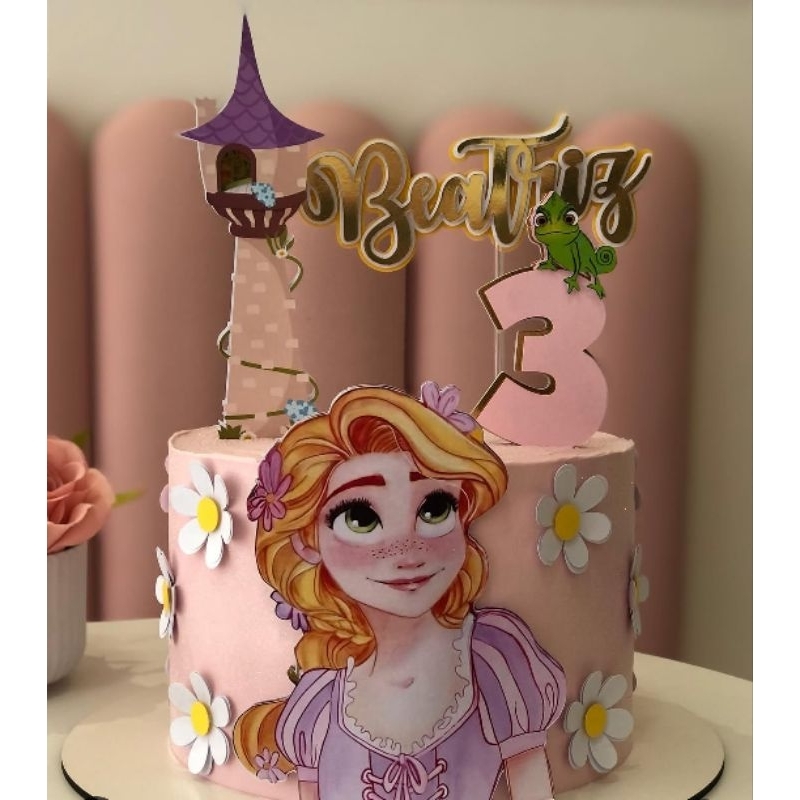 Topo de bolo 3D Rapunzel Aniversário kit festa só um bolinho em Oferta na Shopee