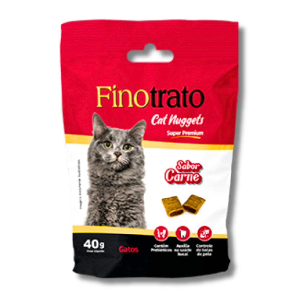 Petiscos para Gatos Adultos Finotrato Cat Nuggets Sabor Carne Super Premium 40g