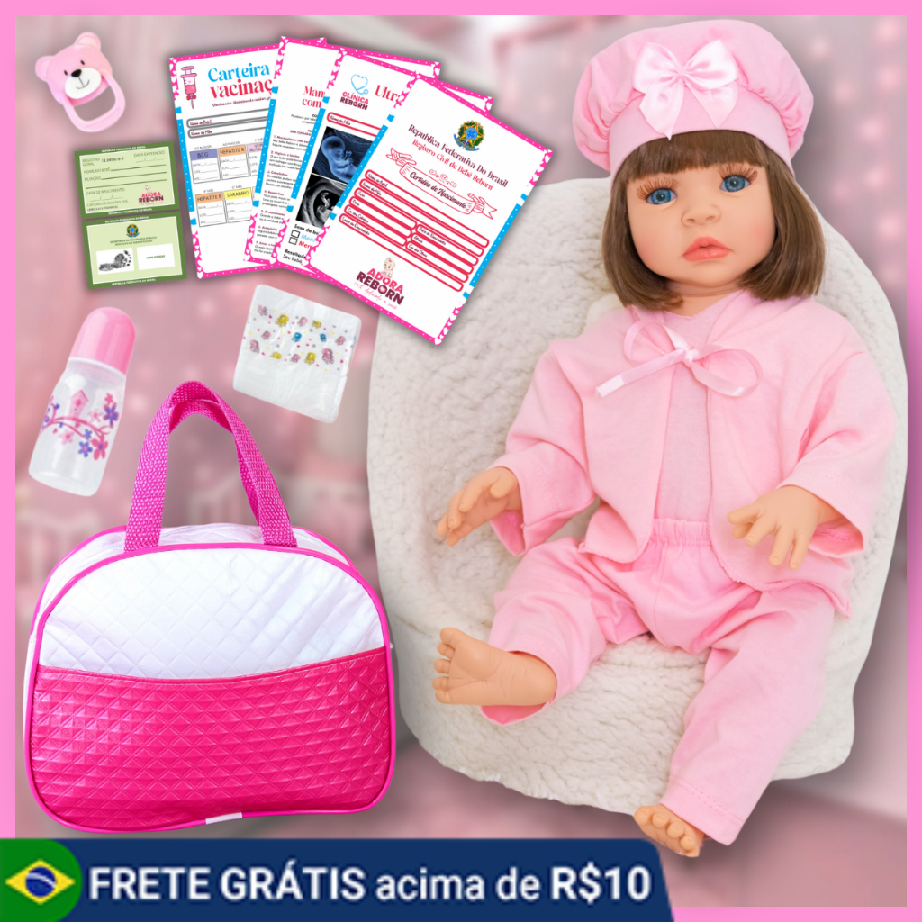 Boneca Bebê Reborn Silicone Realista Pode Dar Banho Com Bolsa Maternidade - Mom & Baby
