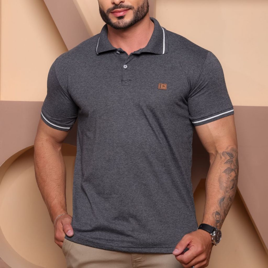 Camisa Básica Gola Polo  Camiseta Masculina Tamanho Padrão alta Qualidade 100% Algodão em Oferta na Shopee