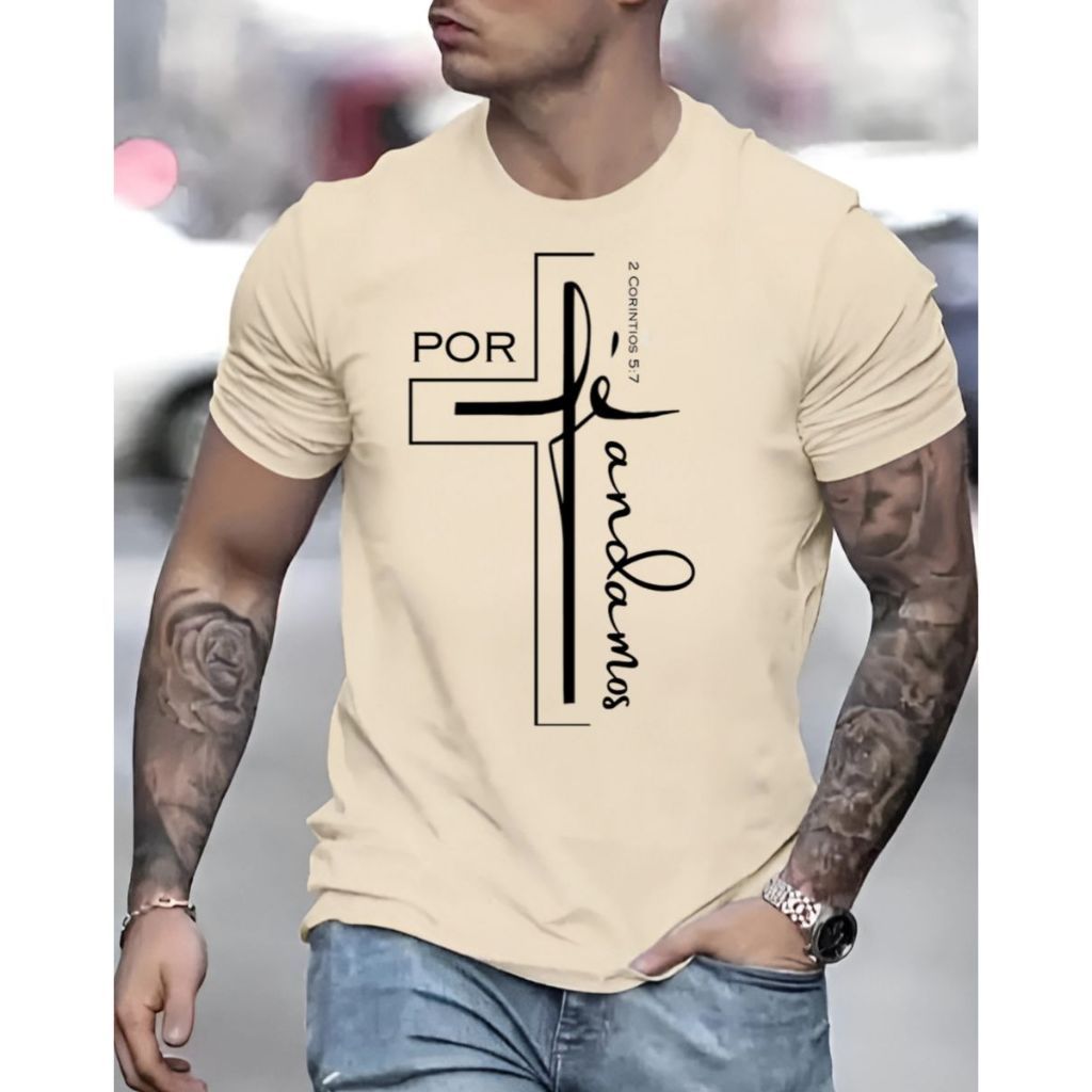 Camisa Unissex 100% Algodão Estilosa Estampada Casual com Corte Slim Fé em Oferta na Shopee