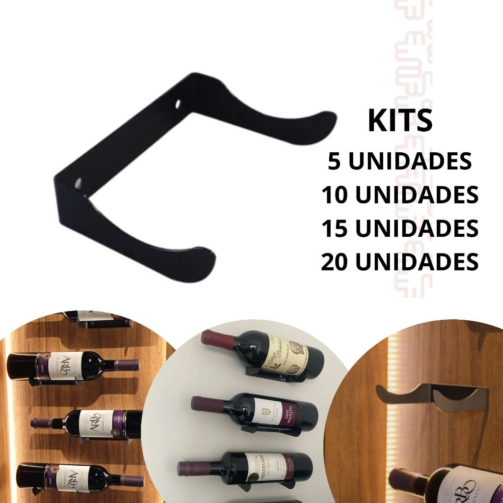 Kit 5/10/15/20 Suporte Garrafas De Vinho Adega Vertical Parede Acrilico