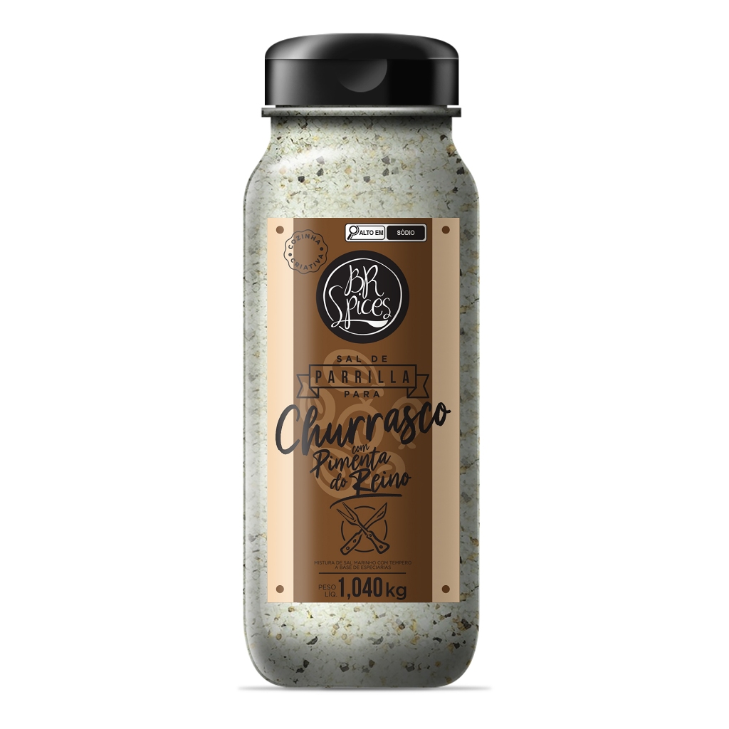 Sal De Parrilla Com Pimenta Do Reino BR Spices Pote 1,040KG em Oferta na Shopee