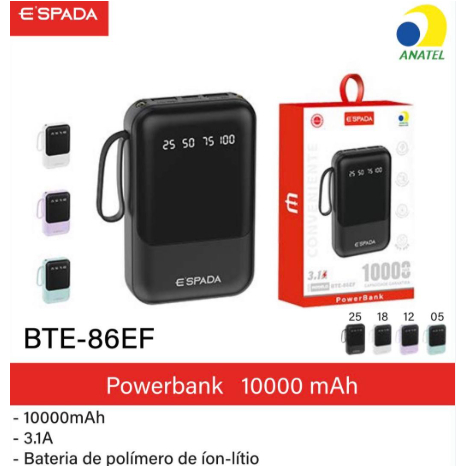 Carregador Portátil Power Bank 10.000mah A'GOLD BTE-86E em Oferta na Shopee