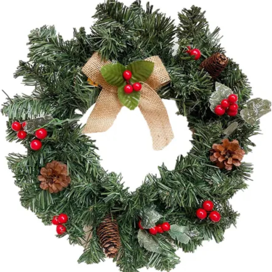 Guirlanda Natalina Festão Porta Natal Verde Nevada Decorada Enfeite Natal Papai Noel Guirlanda Natal