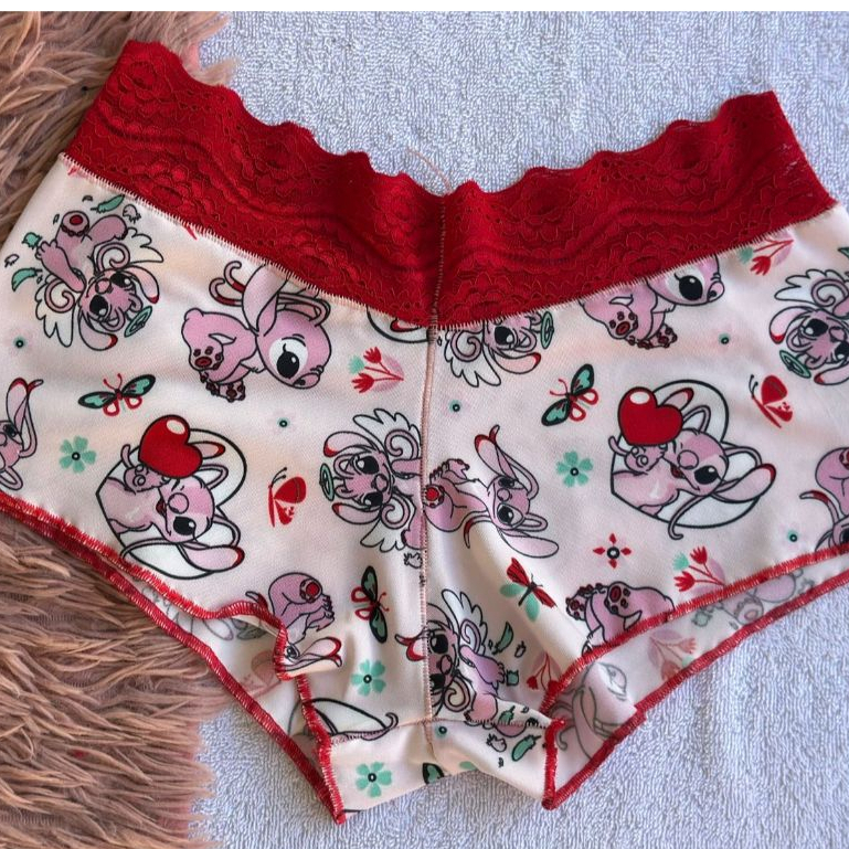 5 Calcinhas Short ESTAMPADAS E RENDADAS LUXO Com Lacinho e Estampadas Variadas SUPER CONFORTO c/ Fundo de Algodão em Oferta na Shopee