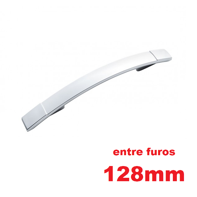Kit Puxador cromado largo furação 12,8cm plástico pintura uv | Itatiaia, colomarq, bartira etc