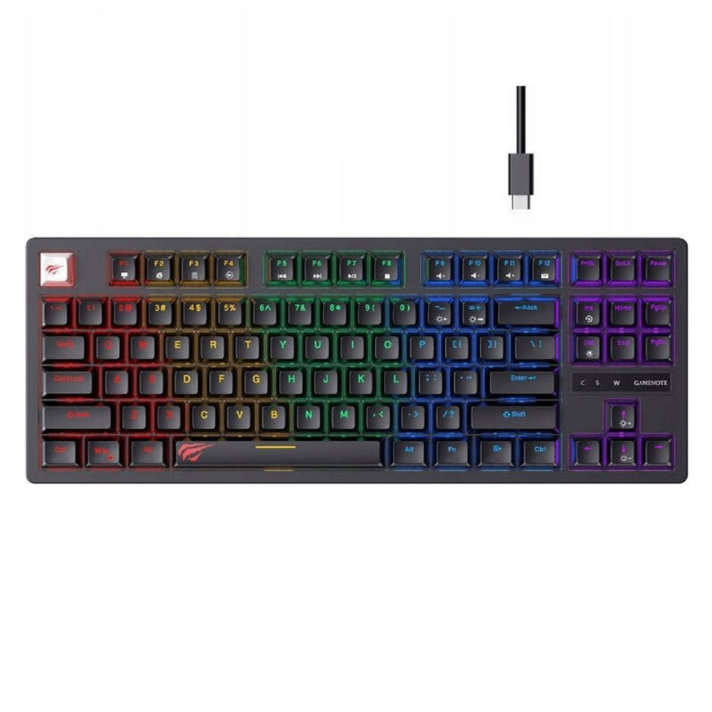 Teclado Gamer Mecânico Com Fio Havit KB892L RGB Switch Blue Usb Preto em Oferta na Shopee