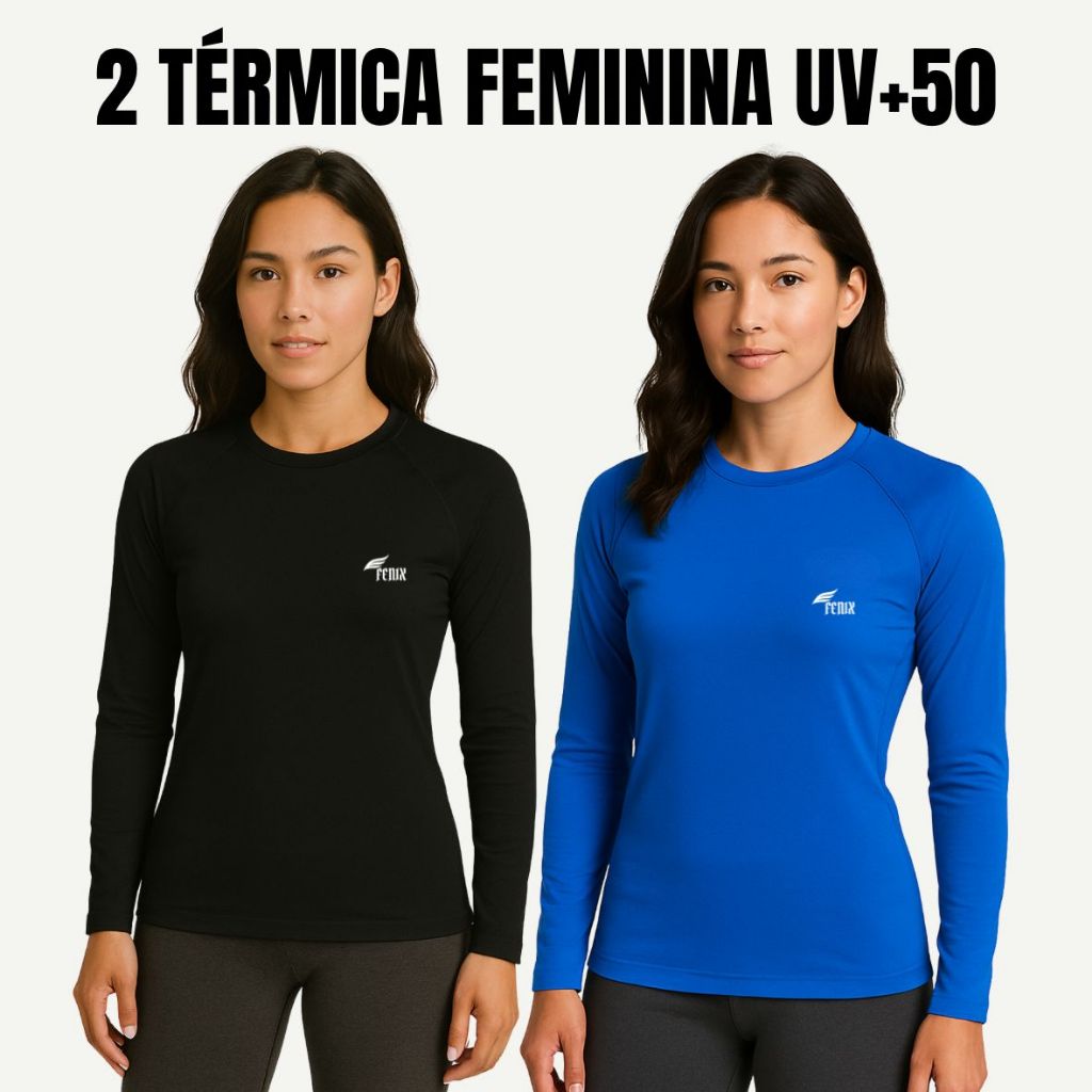 Kit Com 2 Camisas Térmicas feminina Proteção Solar UV 50+ Unissex em Oferta na Shopee