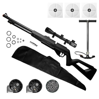 CARABINA PCP G850 5,5MM+LUNETA 3-9x40+CAPA+CHUMBO+BOMBA+ALVO em Oferta na Shopee