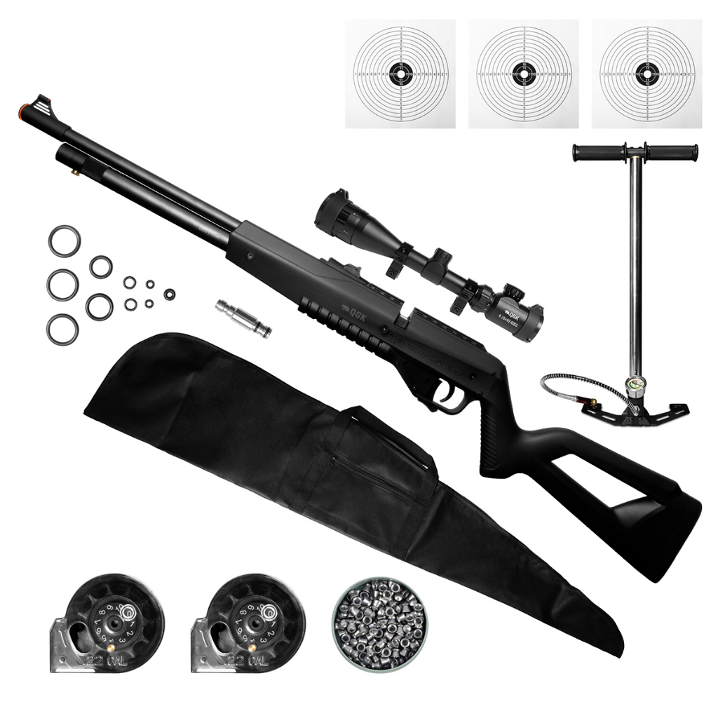 CARABINA PCP G850 5,5MM+LUNETA 4-16x40+CAPA+CHUMB+BOMBA+ALVO em Oferta na Shopee