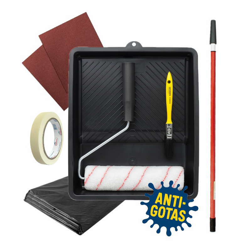 Kit Pintura Pinta Tudo Anti-Gotas Completo C/ Rolo 23cm + 3 Peças (+ 2 Opções de kit)