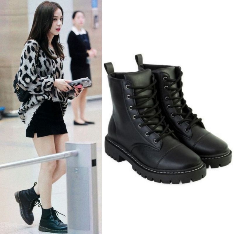 bota coturno jisoo BlackPink preta Tratorada tamanho 38