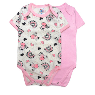 kit 2 body de bebê  manga curta menina 100% algodão feminino body de bebê  body estampado e liso de bebê em Oferta na Shopee